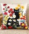 Kokaaee Embroidered Throw Pillow Cover 18x18 Decorative Pillow Cover with Zipper Aesthetic Cute Design Boho Spring Summer Throw Pillowcase for Living Room Couch Sofa Bed Flower Cats