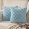 MANDIOO Pack of 2 Light Blue Super Soft Plush Fluffy Decorative Throw Pillow Covers 18x18 inch Faux Fur Wool Velvet Cushion Covers Pillow Cases Couch Sofa Bed Living Room