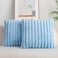 DEELAND Pack of 2DoubleSided Faux Fur Plush Decorative Throw Pillow Covers Fuzzy Striped Soft Pillowcase Cushion Covers for Sofa Couch Bedroom Lightblue 18x18 inch