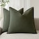 Foindtower Pack of 2 Decorative Linen Solid Throw Pillow Covers Soft Accent Cushion Case Farmhouse Neutral Pillowcase for Chair Couch Sofa Bedroom Living Room Home Decor 24 x 24 Inch Dark Olive Green