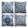 M-Qizi MQizi Blue Throw Pillows Covers for Couch Decorative Pillow Covers 18x18 Set of 4 Blue and White Pillow Covers Chinoiserie Pillow Cover Chinoiserie Dcor