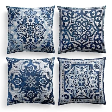 M-Qizi MQizi Blue Throw Pillows Covers for Couch Decorative Pillow Covers 18x18 Set of 4 Blue and White Pillow Covers Chinoiserie Pillow Cover Chinoiserie Dcor