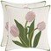 Tosleo Embroidered Throw Pillow Covers 16X16 Pack of 2 Pink Tulip Pillow Covers Spring Floral Floor Tufted Pillowcases Farmhouse Decor Cushion Cover Square Summer Decoration Pillow Case