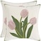 Tosleo Embroidered Throw Pillow Covers 16X16 Pack of 2 Pink Tulip Pillow Covers Spring Floral Floor Tufted Pillowcases Farmhouse Decor Cushion Cover Square Summer Decoration Pillow Case