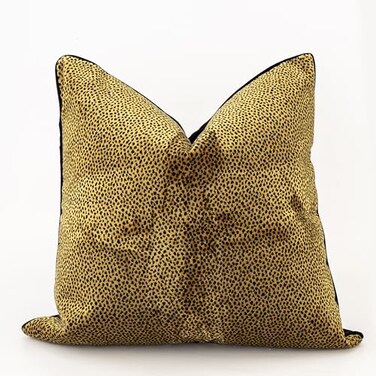 Hvatixos 1pc luxury palace royal contemporary pillow cover Leopard dot black and gold animal pattern singlesided highprecision jacquard velvet cutting process with zipper 18 x 18 inches no pillow core