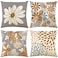 Baidast Brown Decorative Throw Pillow Covers 18x18 Set of 4 Brown and Grey Modern Daisy Floral Pillows Linen Pillow Covers for Couch Sofa Living Room