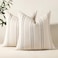 Hckot Hand Made Throw Pillow Covers 16x16 Set of 2 Striped Pillow Covers Textured Linen Decorative Pillows Square Cushion Covers for Sofa Couch Bed Living Room Farmhouse Decor