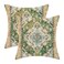 Gohdiwh Green Boho Pillow Covers 16x16 Set of 2 Carpet Rug Design Decorative Boho Throw Pillows Linen Farmhouse Bohemian Cushion Pillow Covers for Sofa Couch Outdoor Decor