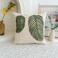 VANNCIO Linen Green Leaf Throw Pillow Cover Square Pillowcase with Tufted Tropical Palm Leaves Modern Decorative Cushion Sham for Rustic Spring Summer Home Outdoor Decor 18x18 inches 1PCS