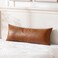 Fancy Homi Brown Boho Long Lumbar Faux Leather Body Decorative Throw Pillow Cover 14x36 Inch for Bedroom Couch Bed Bench Thick Stylish Solid Rectangle Pillowcase Rustic Modern Farmhouse Room Decor