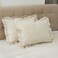 GLORY SEASON Pillow Shams Set of 2 LinenCotton Jacquard Fabric and Washed 100 Cotton Retro Ruffle Flounces Trim Solid Beige Decorative Pillow Cases for Home Bedroom Decor Pillow Covers 20x26 Inch Bed