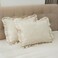 GLORY SEASON Pillow Shams Set of 2 LinenCotton Jacquard Fabric and Washed 100 Cotton Retro Ruffle Flounces Trim Solid Beige Decorative Pillow Cases for Home Bedroom Decor Pillow Covers 20x26 Inch Bed