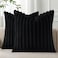 Pallene Faux Fur Plush Throw Pillow Covers 18x18 Set of 2 Luxury Soft Fluffy Striped Decorative Pillow Covers for Sofa Couch Living Room Black