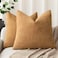 Foindtower Set of 2 Soft Textured Chenille Throw Decorative Pillow Covers Square Accent Solid Cushion Cover Neutral Farmhouse Pillow Case for Couch Sofa Bedroom Living Room 18x18 InchGolden Brown
