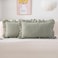 K MASANIJI 2 Pack Sage Green Plaid Ruffle Gingham Lumbar Throw Pillow Shams 100 Washed Cotton Decorative Checkered Farmhouse Zipper Closure Pillow Covers for BedSofa 12x20
