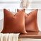 GriNeed Throw Pillow Covers Rust Set of 2 18x18 Inch Pillow Covers Soft Velvet Fall Decorative Cases for Couch Sofa Bed Home Boho Decor Modern Farmhouse Cushion Covers
