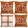 KISVODS Fall Pillow Covers 18x18 Thanksgiving Farmhouse Decorations Maple Leaf Pumpkin Outdoor Fall Decor Throw Pillow Covers Orange Plaid Autumn Harvest Cushion Case for Sofa Couch Set of 4