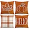 KISVODS Fall Pillow Covers 18x18 Thanksgiving Farmhouse Decorations Maple Leaf Pumpkin Outdoor Fall Decor Throw Pillow Covers Orange Plaid Autumn Harvest Cushion Case for Sofa Couch Set of 4