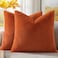 Pallene Faux Fur Plush Throw Pillow Covers 18x18 Set of 2 Soft Fluffy Couch Pillow Covers for Living Room Rust