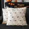 4TH Emotion Halloween Ghost Decorative Pillow Covers 18x18 Set of 2 Beige Soft Plush Faux Fur Farmhouse Throw Cushion Cases for Fall Holiday Home Decorations