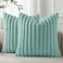 Pallene Faux Fur Plush Throw Pillow Covers 18x18 Set of 2 Luxury Soft Fluffy Striped Decorative Pillow Covers for Sofa Couch Living Room Aqua