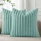 Pallene Faux Fur Plush Throw Pillow Covers 18x18 Set of 2 Luxury Soft Fluffy Striped Decorative Pillow Covers for Sofa Couch Living Room Aqua