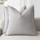 Foindtower Pack of 2 Decorative Linen Soild Throw Pillow Covers Soft Accent Cushion Case Boho Farmhouse Pillowcase for Chair Couch Sofa Bedroom Living Room Home Decor 16 x 16 Inch Light Rustic Gray