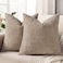 decorUhome Oatmeal Chenille Throw Pillow Covers 18x18 Set of 2 Textured Soft Cozy Slubby Couch Pillow Covers Modern Farmhouse Boho Decorative Pillow Cases for Bed Sofa Living Room