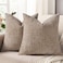 decorUhome Oatmeal Chenille Throw Pillow Covers 18x18 Set of 2 Textured Soft Cozy Slubby Couch Pillow Covers Modern Farmhouse Boho Decorative Pillow Cases for Bed Sofa Living Room