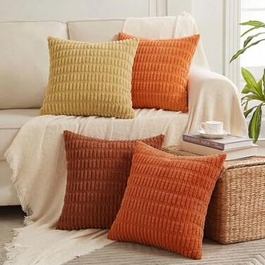 Fancy Homi 4 Packs Decorative Throw Pillow Covers for Living Room Couch Bed Modern Farmhouse Boho Home Dcor Accent Cushion Case 18 x 18 Burnt Orange Series