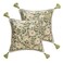 ISAENNE Design Square Green Floral Linen Throw Pillow Covers 18x18 Pack of 2 White Simple Elegant Daisy Pattern Cushion Covers Decor Pillowcases for BedLiving RoomOutdoorCar
