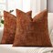 decorUhome Rust Chenille Throw Pillow Covers 18x18 Set of 2 Textured Soft Cozy Slubby Couch Pillow Covers Modern Farmhouse Boho Decorative Pillow Cases for Bed Sofa Living Room