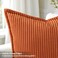 decorUhome Summer Corduroy Rust Throw Pillow Covers 18x18 Set of 2 Decorative Soft Boho Farmhouse Couch Pillow Covers for Living Room Bed Sofa Broadside Striped Pillow Cases