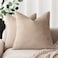 Foindtower Set of 2 Soft Textured Chenille Throw Decorative Pillow Covers Square Accent Solid Cushion Cover Cozy Neutral Farmhouse Pillow Case for Couch Sofa Bedroom Living Room 24x24 InchCream Camel