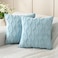 Volcanics Pack of 2 Faux Wool Throw Pillow Covers 20x20 Inches Decorative Farmhouse Velvet Couch Pillow Case Soft Plush Square Boho Cushion Pillowcase Misty Blue