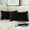 LIGICKY Set of 2 Black Velvet Lumbar Pillow Covers Modern Minimalist Style Solid Decorative White Rope Edging Soft Rectangle Cushion Cases for Sofa Bedroom Party Dcor 12 x 24inch