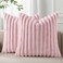 Pallene Faux Fur Plush Throw Pillow Covers 26x26 Set of 2 Luxury Soft Fluffy Striped Decorative Pillow Covers for Sofa Couch Living Room Blush Pink