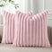 Pallene Faux Fur Plush Throw Pillow Covers 26x26 Set of 2 Luxury Soft Fluffy Striped Decorative Pillow Covers for Sofa Couch Living Room Blush Pink