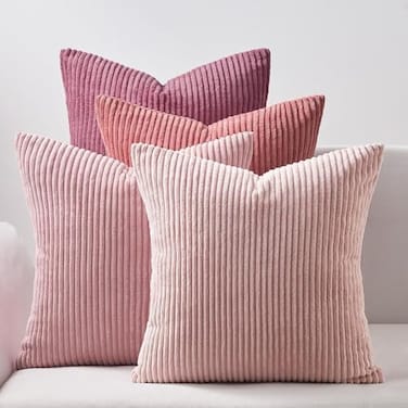 Topfinel Decorative Throw Pillow Covers Cushion Cases Set of 4 Soft Velvet Modern DoubleSided Designs Mix and Match for Home Decor Pillow Inserts Not Included 24x24 inch Pink