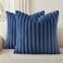 Pallene Faux Fur Plush Throw Pillow Covers 26x26 Set of 2 Luxury Soft Fluffy Striped Decorative Pillow Covers for Sofa Couch Living Room Navy Blue