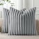 Pallene Faux Fur Plush Throw Pillow Covers 26x26 Set of 2 Luxury Soft Fluffy Striped Decorative Pillow Covers for Sofa Couch Living Room Grey