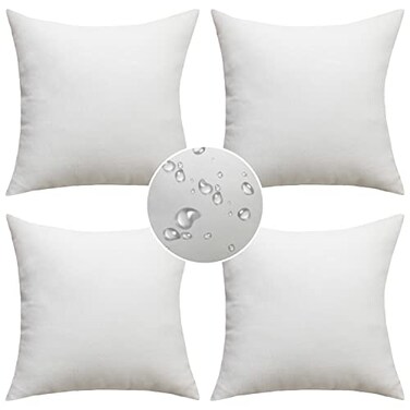 Demetex Outdoor Pillow Covers 20x20 Waterproof Decorative Square Pillowcase Garden Cushion Covers for Couch Bench Outside Patio Set of 4 20 x 20 Inch White