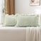 K MASANIJI 2 Pack Pile Green White Plaid Ruffle Gingham Lumbar Throw Pillow Covers 100 Washed Cotton Checkered Farmhouse Decorative Pillow Shams for BedSofa 20x12