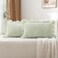 K MASANIJI 2 Pack Pile Green White Plaid Ruffle Gingham Lumbar Throw Pillow Covers 100 Washed Cotton Checkered Farmhouse Decorative Pillow Shams for BedSofa 20x12