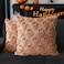 4TH Emotion Halloween Ghost Decorative Pillow Covers 18x18 Set of 2 Light Brown Soft Plush Faux Fur Farmhouse Throw Cushion Cases for Fall Autumn Holiday Home Decorations
