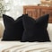 Mecatny Corduroy Summer Decorative Throw Pillow Covers 18x18 Set of 2 for Sofa Living Room Soft Neutral Boho Couch Pillow Covers for Home Decor Black