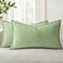 decorUhome Summer Chenille Soft Cozy Throw Pillow Covers 12x20 Set of 2 Modern Farmhouse Boho Velvet Decorative Pillow Cases with Stitched Edge for Couch Sofa Bed Home Decor Sage Green
