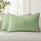decorUhome Summer Chenille Soft Cozy Throw Pillow Covers 12x20 Set of 2 Modern Farmhouse Boho Velvet Decorative Pillow Cases with Stitched Edge for Couch Sofa Bed Home Decor Sage Green