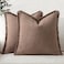 MIULEE Decorative Throw Pillow Covers Neutral Linen Fringe Throw Pillows Set of 2 Dark Coffee Boho Farmhouse Cushion Covers with Tassels for Couch Sofa Bed Living Room Spring Home Decor 20x20 Inch