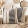 ANRODUO Pack of 2 Boho Decorative Throw Pillow Covers 18x18 Farmhouse Cushion Case Striped Chenille Pillow Cases Square Pillow Covers Accent Neutral Pillowcase for Sofa Couch Bed BlackWhite Stripe